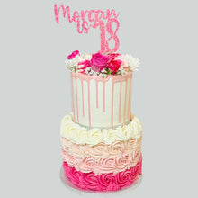 Load image into Gallery viewer, Two Tier Pink Ombre Flower Cake (Various Flavours)
