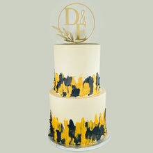 Load image into Gallery viewer, Two Tier Gold & Black Cake