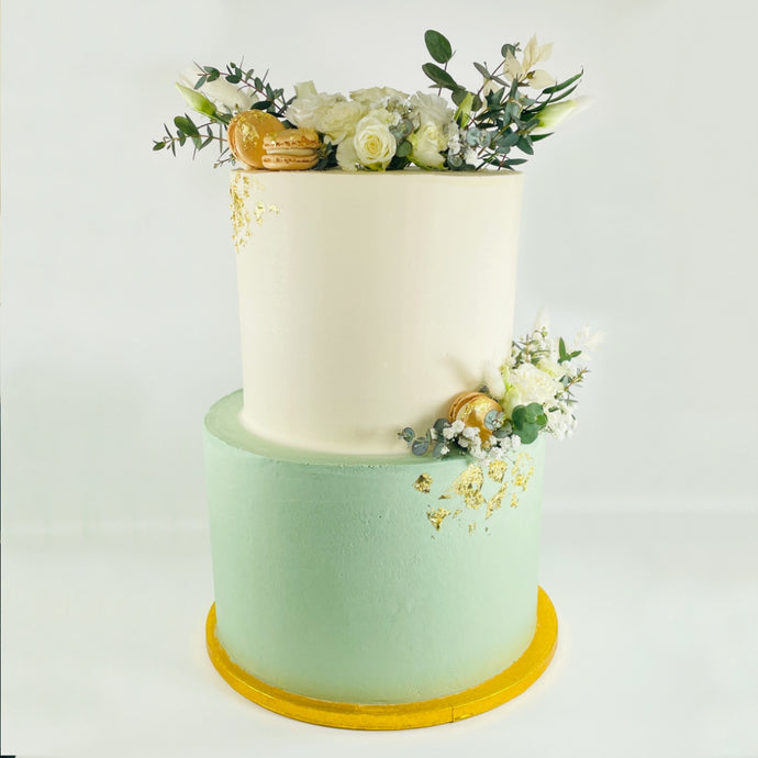Two Tier Sage Green Cake