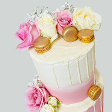Load image into Gallery viewer, Two Tier Flower &amp; Rose Gold Cake (Various Options)

