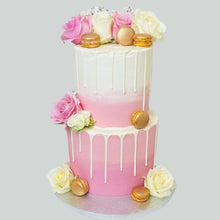 Load image into Gallery viewer, Two Tier Flower &amp; Rose Gold Cake (Various Options)
