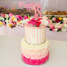 Load image into Gallery viewer, Two Tier Pink Ombre Flower Cake (Various Flavours)
